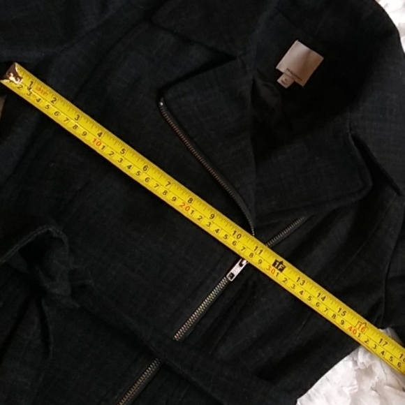 Halogen moto style wool blend coat plated belted plaid size XS gray blazer - Picture 4 of 9